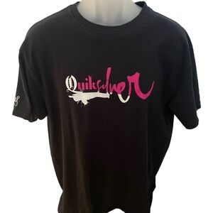 QUIKSILVER Las Vegas Black w/ Pink & White Logo Tee Shirt Men L Large